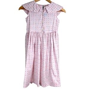 VTG 90s Mousefeathers Dress 7 Sailor Peter Pan Collar Floral Cottage Easter Pink